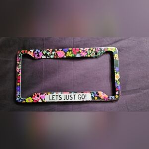 NATURAL LIFE Floral License Plate Frame - Black and Multicolor